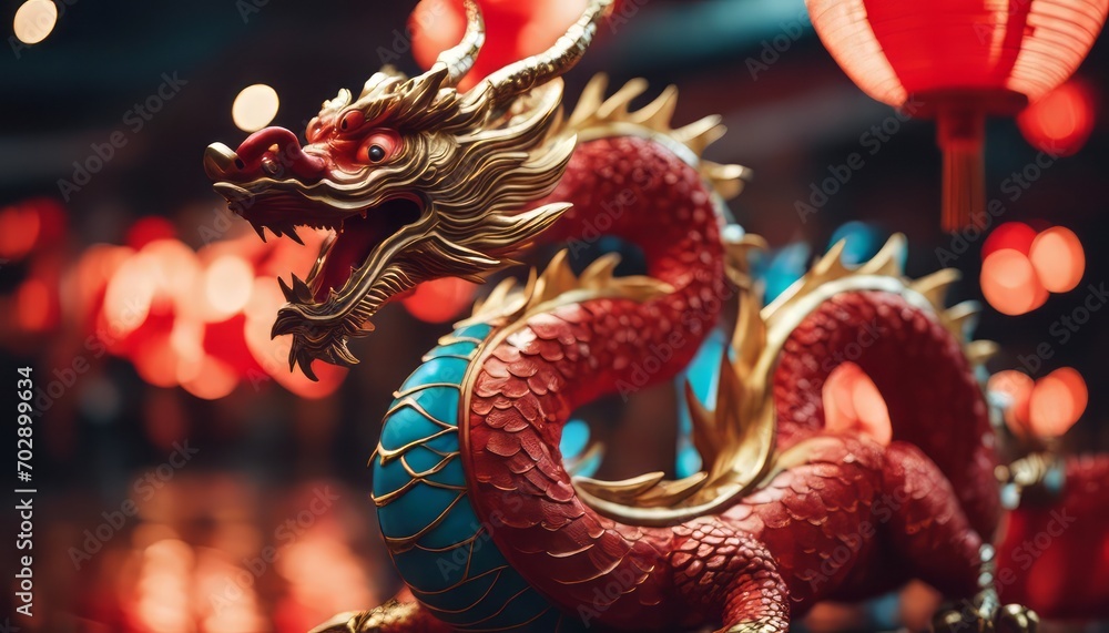 Obraz premium Chinese colorful dragon in the celebration of the Chinese New Year and lunar new year