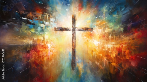 abstract painting of faith and religious and god, ai photo