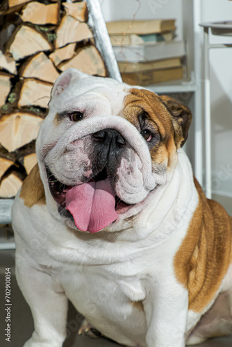 Dog. An English bulldog. Smiling cute purebred dog. Pets