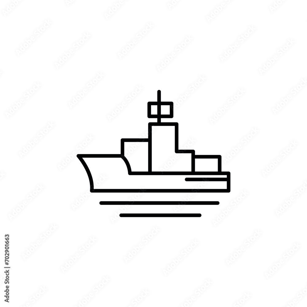 Submarine or Ship Trendy Flat Icon Editable Stroke 