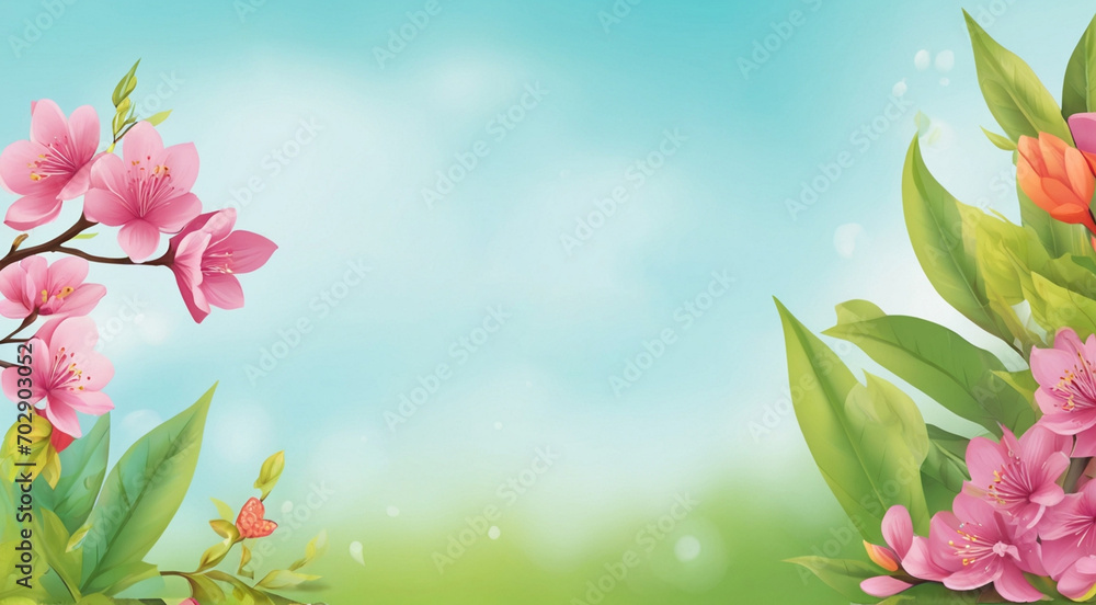 Spring background with flowers. AI