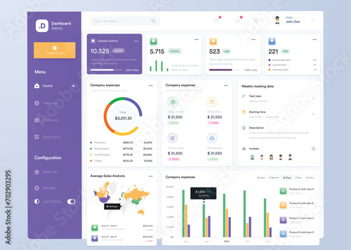 UI UX Infographic dashboard. UI design with graphs, charts and diagrams. Web interface template
