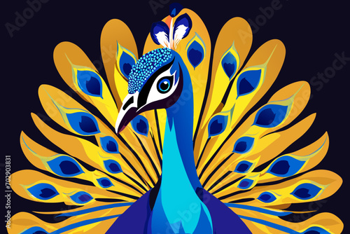 Proud peacock displaying its feathers. vektor icon illustation