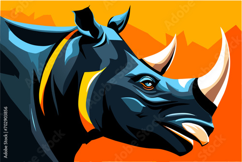 Rhinoceros with a formidable horn. vektor icon illustation