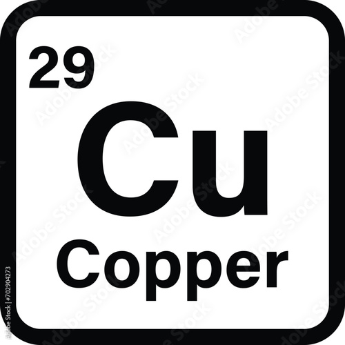 Copper chemical element icon isolated on white background . Copper icon vector