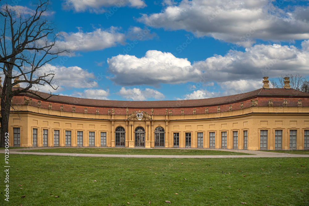 The Orangery building in the palace garden of Erlangen,Germany. Built in 1704-06 by Gottfried von Gedeler and used as a bitter orange house until 1755. In 1818 became the property of the FA University