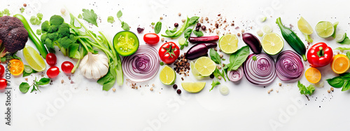 vegetables on white background top view place for text photo
