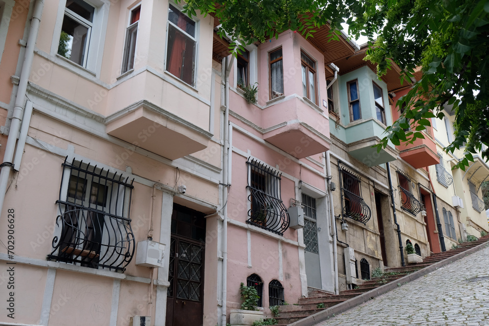 colorful houses in Balat district, Istanbul