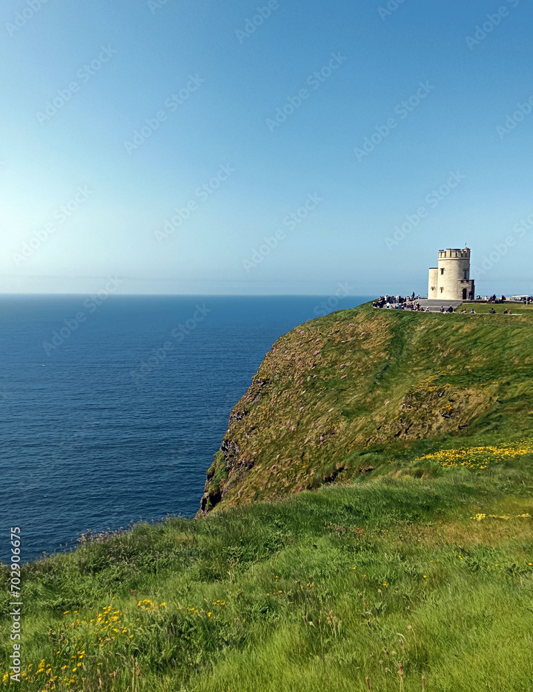 Ireland. O'Brien's stone tower on the Cliffs of Moher in County Clare. 