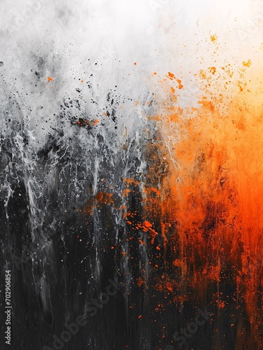 A dynamic gradient film grain texture with abstract color variation for web banners and promotions, featuring blurred shades of orange, gray, and white on a black noise background.