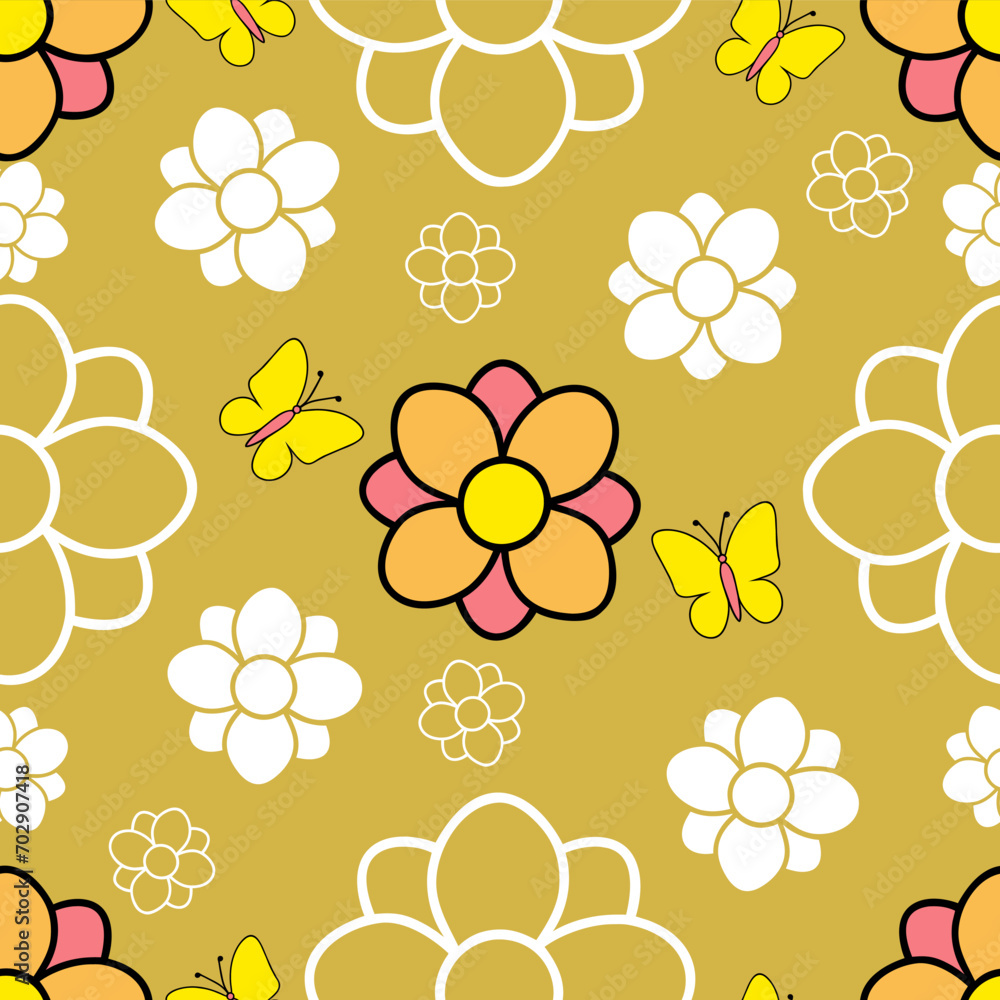 Happy cute sweet butterfly seamless wallpaper background vector Happy cute sweet butterfly seamless wallpaper background vector