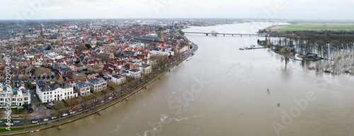 A high water level in the Ijssel river near Deventer, Holland photo