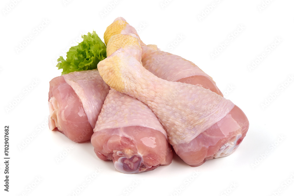 Raw chicken drumsticks, isolated on white background. Raw chicken drumsticks, isolated on white background.