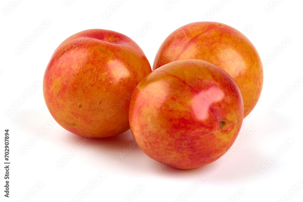 Yellow plums, isolated on white background. Yellow plums, isolated on white background.