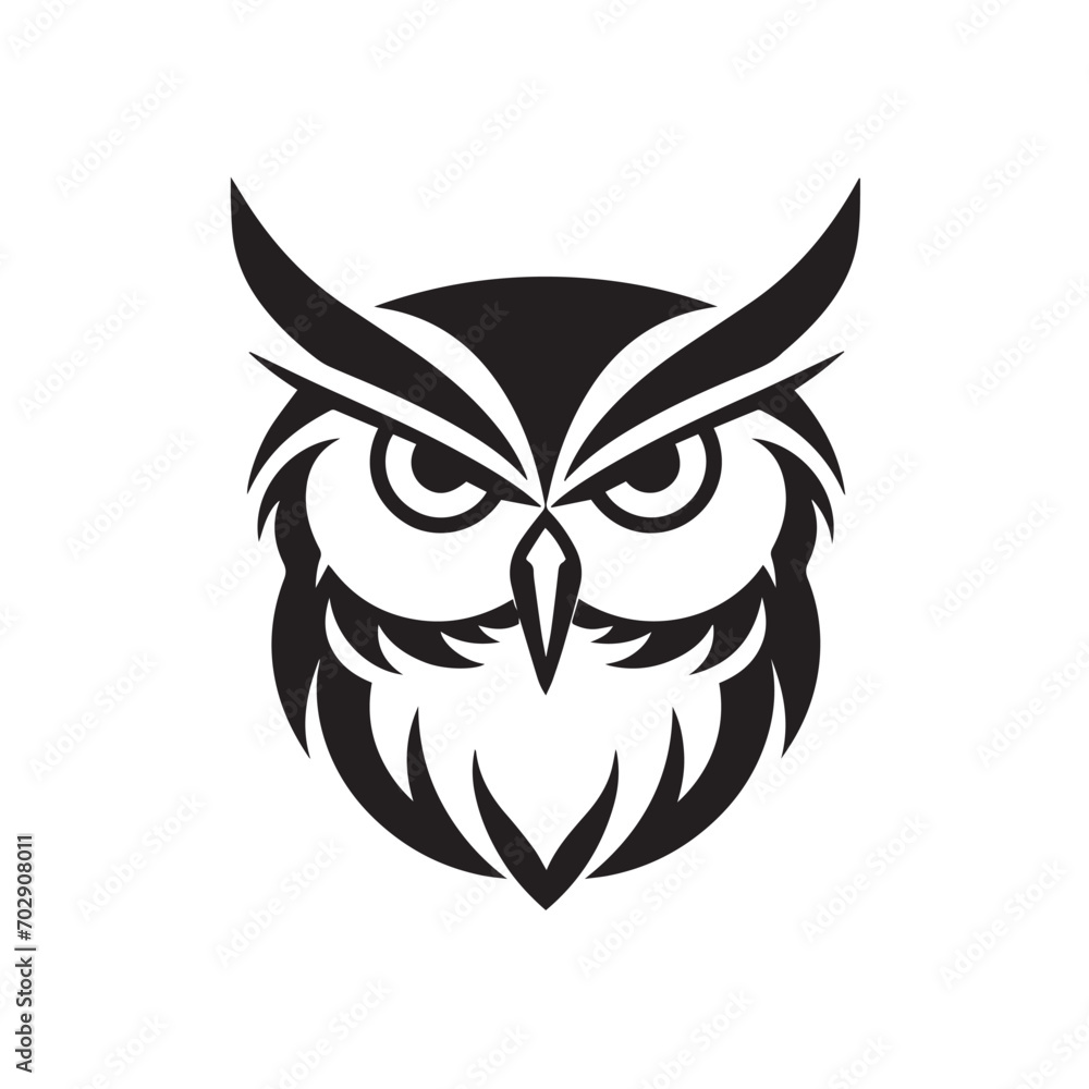 owl illustration, owl logo design, set vector illustrations