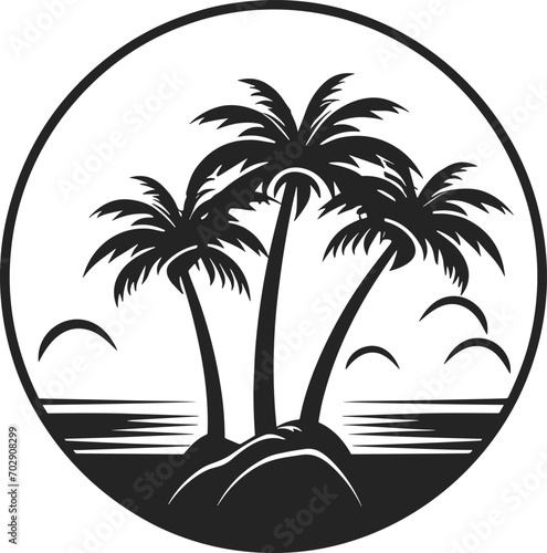 Summer vector black and white, tree