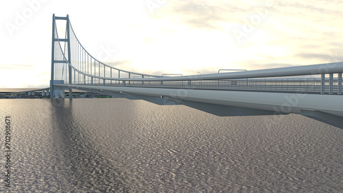 Representation of the Messina bridge, Italy, BIM, Project, 3d rendering, 3d illustration	
