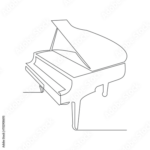 Continuous single line sketch drawing of  classic piano orchestra. One line art of classic music instrument vector illustration