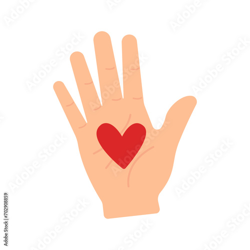 Heart in the palm of your hand. Valentine's Day Vector graphics