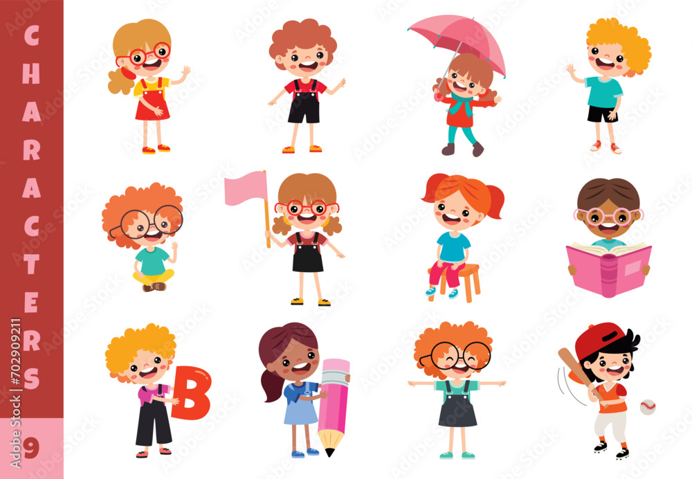 Cartoon Children Doing Different Activities Cartoon Children Doing Different Activities