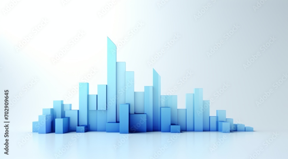 Blue acrylic arrow bar graph on a white isolated background. Blue chart ,arrow. Business economic and money investment concept Blue acrylic arrow bar graph on a white isolated background. Blue chart ,arrow. Business economic and money investment concept