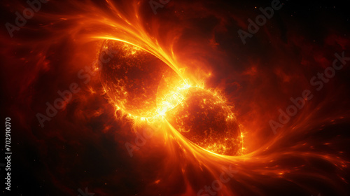 Solar flare in Sun black space background