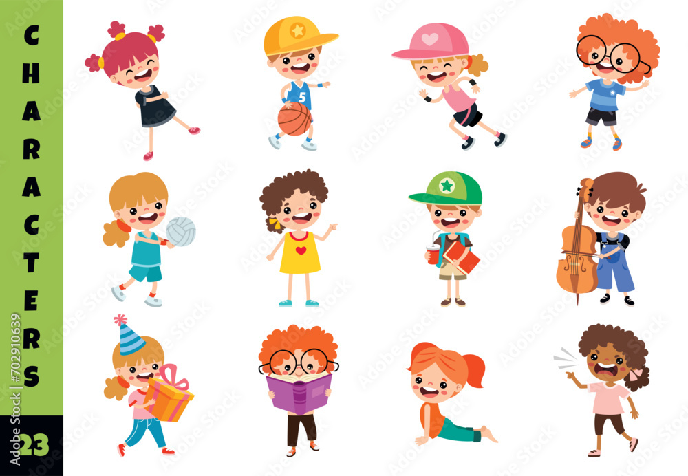 Cartoon Children Doing Different Activities Cartoon Children Doing Different Activities