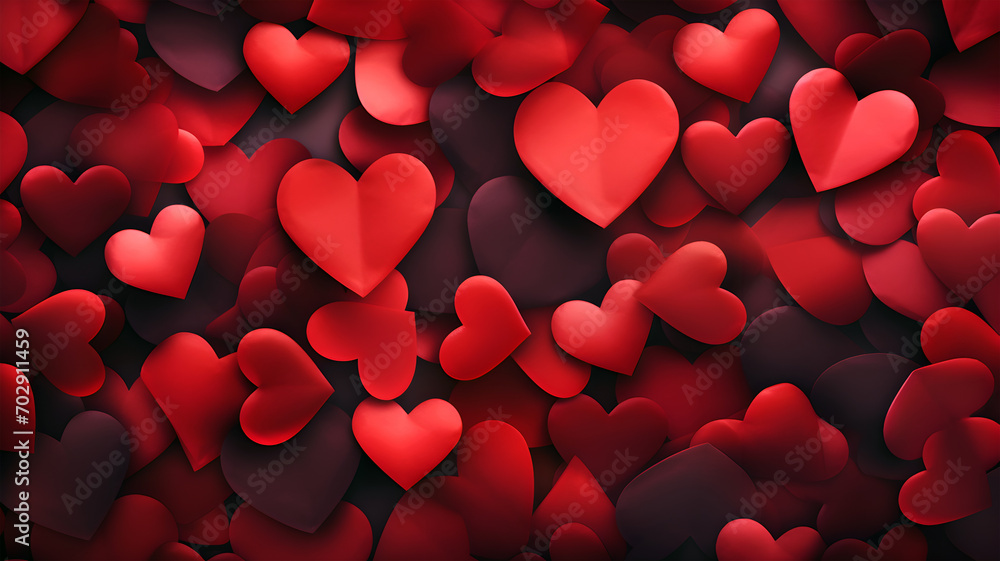 Valentine's Day Abstract Background with Red Hearts