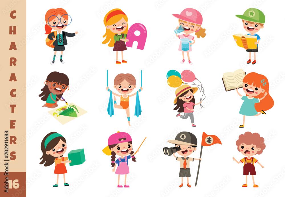 Cartoon Children Doing Different Activities Cartoon Children Doing Different Activities