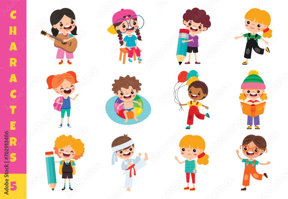 Cartoon Children Doing Different Activities Cartoon Children Doing Different Activities