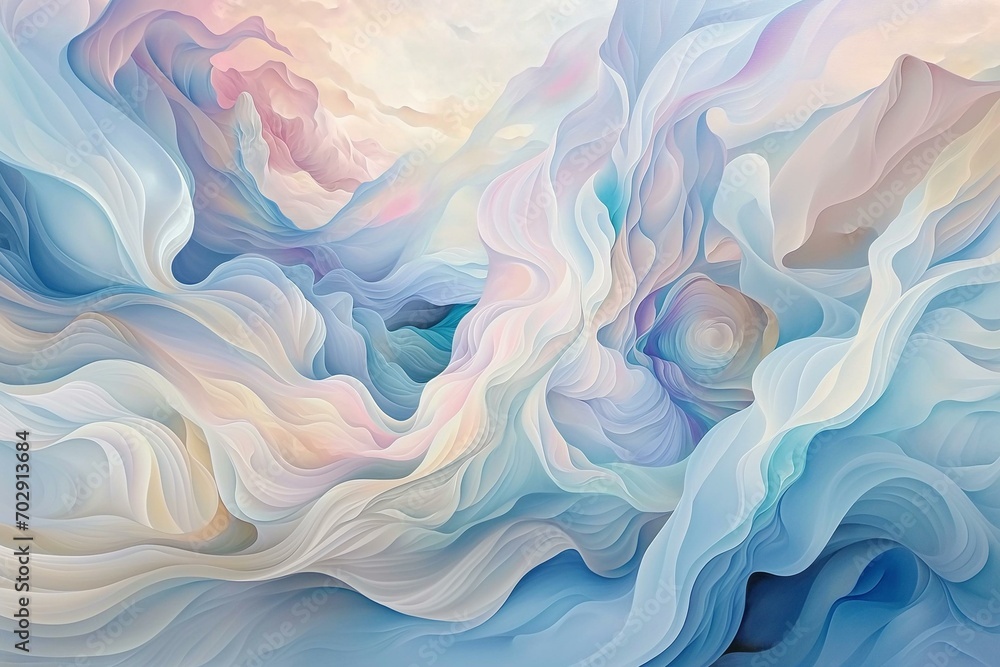 Abstract Waves of Blue and White