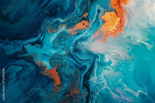 An Abstract Painting With Blue and Orange Colors