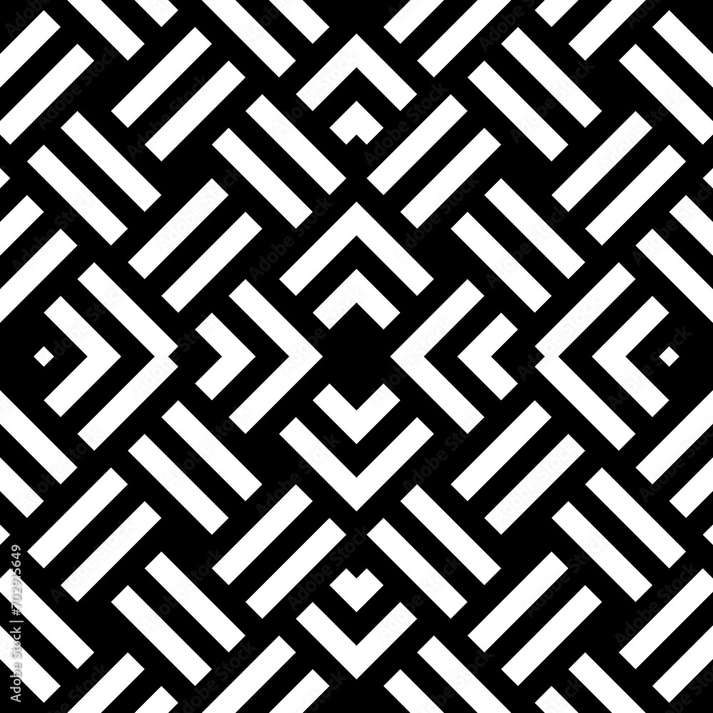 Seamless pattern. Linear abstract. Symmetric geometric ornament. Lines background. Wicker motif. Ornamental wallpaper. Strokes, chevrons backdrop. Vector illustration Seamless pattern. Linear abstract. Symmetric geometric ornament. Lines background. Wicker motif. Ornamental wallpaper. Strokes, chevrons backdrop. Vector illustration