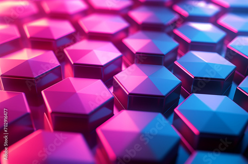 futuristic realistic 3d background with glowing hexagons honeycomb