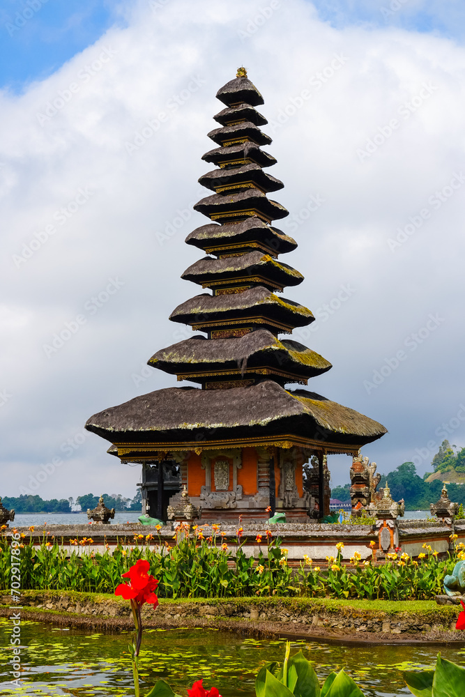 The beauty of the Pura attractions with a lake and thick cloudy sky in the background
