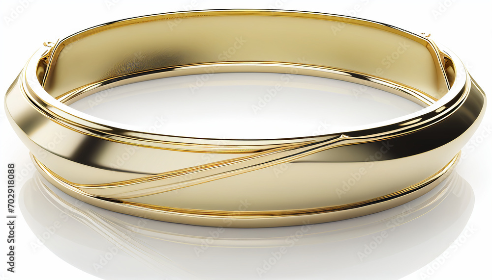 An single golden bracelet on a white background An single golden bracelet on a white background