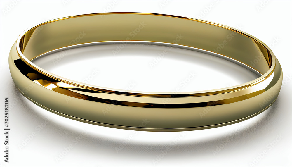 An single golden bracelet on a white background An single golden bracelet on a white background