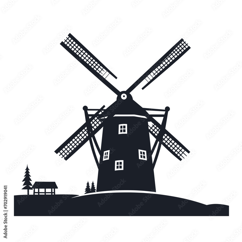 Windmühle in ländlicher Umgebung