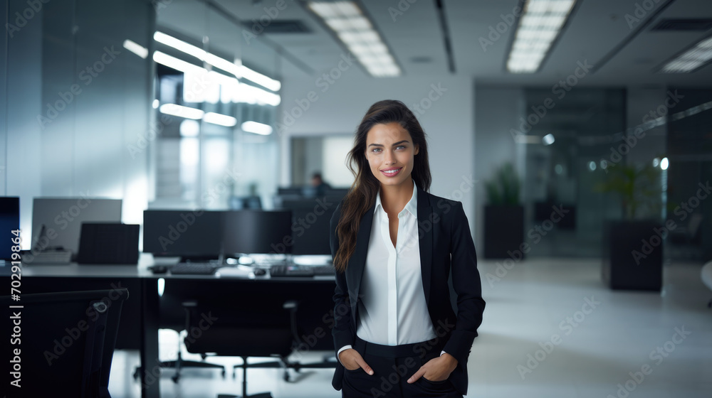 Beautiful brunette woman in stylish business clothes. Successful strong woman, office worker, manager. Beautiful brunette woman in stylish business clothes. Successful strong woman, office worker, manager.
