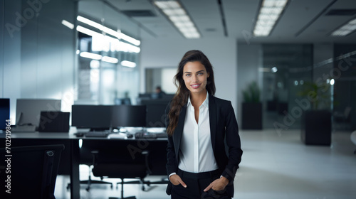 Free Download Beautiful brunette woman in stylish business clothes. Successful strong woman, office worker, manager. - GFXLoad