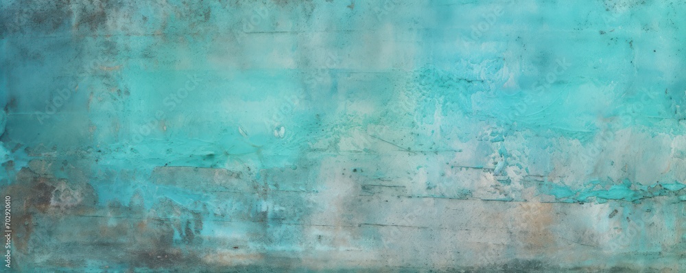 Turquoise background on cement floor texture