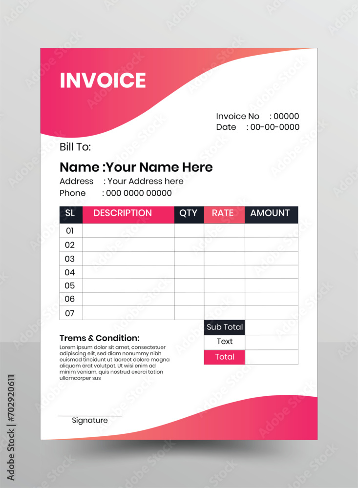 Business corporate creative invoice template, Modern Abstract Creative Professional Invoice template