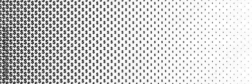 horizontal black halftone of dollar currency sign design for pattern and background. photo