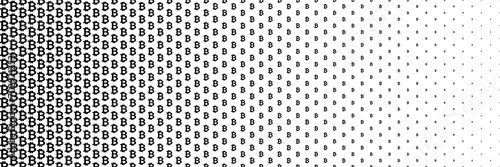 horizontal black halftone of bitcoin currency sign design for pattern and background. photo