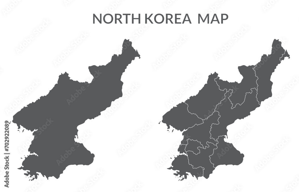 Obraz premium North Korea map. Map of North Korea in set in grey