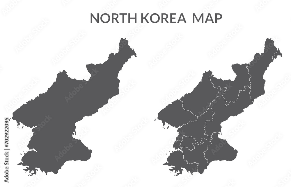 North Korea map. Map of North Korea in set in grey