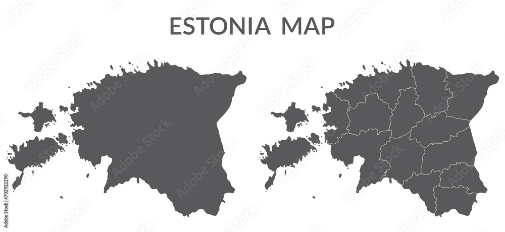 Estonia map. Map of Estonia in set in grey