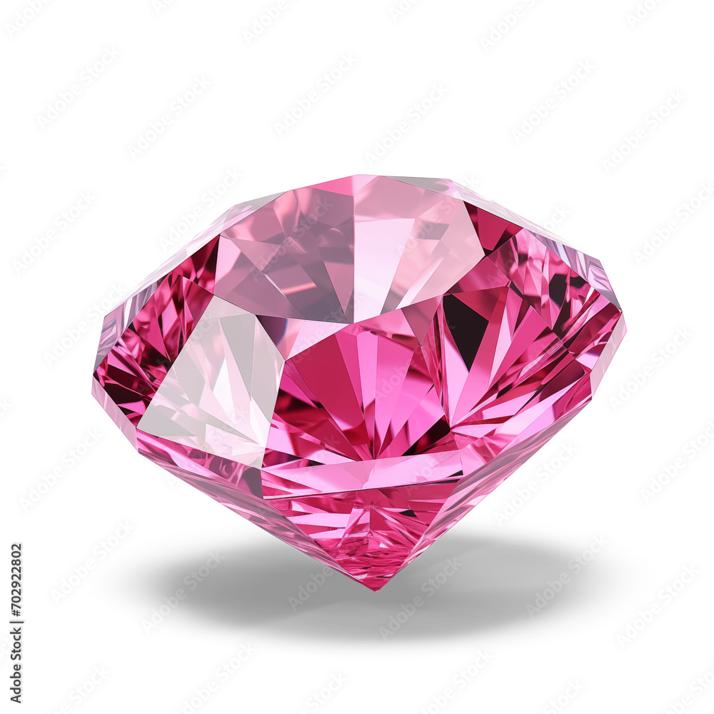 Dazzling diamond pink gemstones on white background.