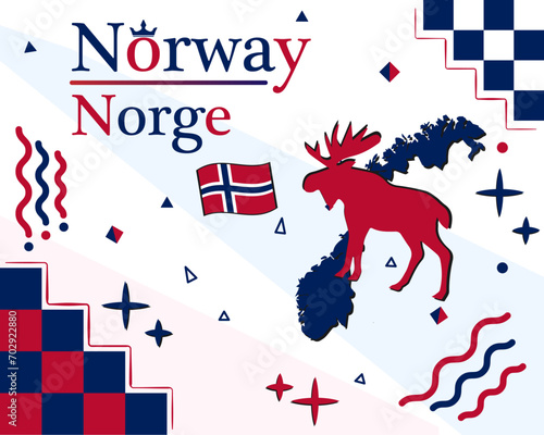 Vector illustration of Norway, with national and folk symbols

