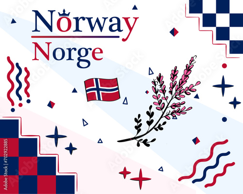 Vector illustration of Norway, with national and folk symbols 